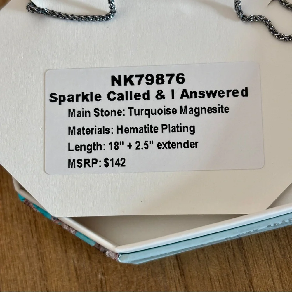 Turquoise Dog Tag Charm Necklace - December Birthday Necklace by Bomb Party - Picture 3 of 4